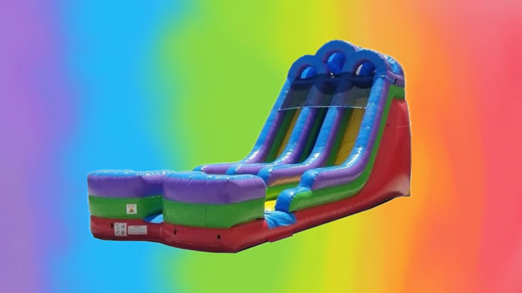 18 Ft Retro Rainbow Dual Lane Slide