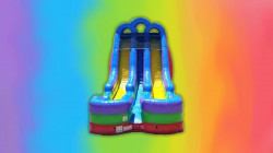 427811352 1387047638583786 6029653879386586451 n 1708043472 18 Ft Retro Rainbow Dual Lane Slide