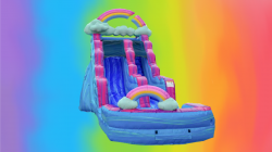 15 Ft Rainbow Single Lane Slide w/Pool