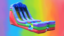H 18 Ft Retro Rainbow Dual Lane Slide