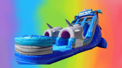 O Bk Rth 1746564234 18 Ft Shark Beach Dual Lane Slide w/Pool