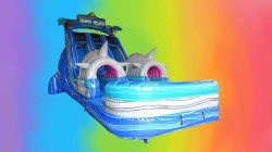 18 Ft Shark Beach Dual Lane Slide w/Pool